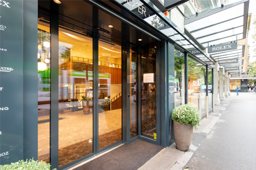 Exterior of THERMCORD3 at luxury store in Switzerland